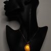 Crystal Stone Shape with Seaglass texture –  Mystical Small Yellow Pendant with Yelllow light – Rave Party / Beach Party Fancy Jewellery for Women gifting