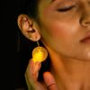 Yellow Transparent Glow in Dark LED Light Earrings – Rave Party / Beach Party Fancy Jewellery for Women gifting