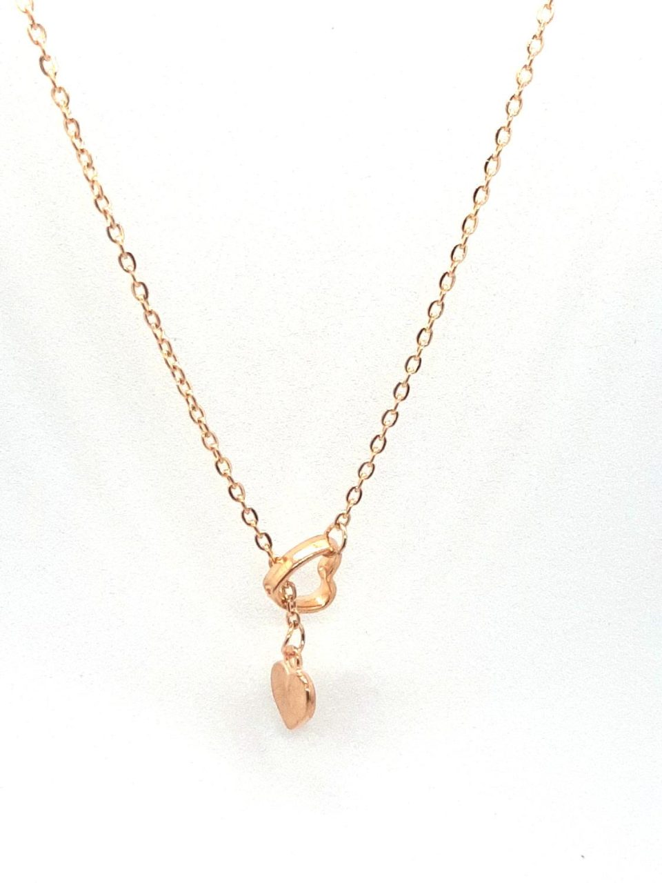 Double heart golden chain fancy necklace for women