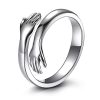 silver hugging hand ring for couples