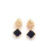 AD Black Artificial Gemstone Golden Earrings for Women