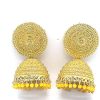 Yellow Traditional Golden Pearldrop Designer Jhumka Earrings