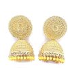 Yellow Traditional Golden Pearldrop Designer Jhumka Earrings