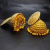 Yellow Traditional Golden Pearldrop Designer Jhumka Earrings