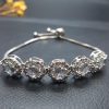 AD Adjustable Studded Cubic Zirconia Bracelet for Women