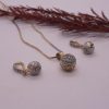 AD Ball Golden Crystal Pendant with Earrings