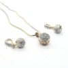 AD Ball Golden Crystal Pendant with Earrings