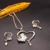 AD Heart Crystal Designer Pendant with Earrings