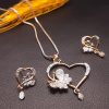 AD Heart Crystal Designer Pendant with Earrings