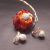 AD Ball Golden Crystal Pendant with Earrings