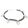 Oxidised Heart Anklet with Black Crystals