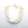 White Pearls Golden Three Unequal Layer Choker Necklace