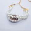 White Pearls Golden Three Unequal Layer Choker Necklace