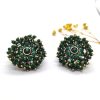 Green and golden pearl tops earrings