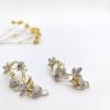 AD Flowers and Leaf Golden Earrings for Women