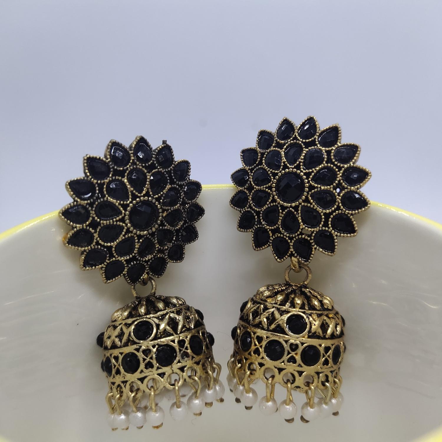 Buy Small Jhumkas Earrings,oxidized Golden-black Jhumkas,traditional  Regular Wear Earrings Online in India - Etsy