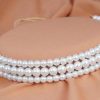 White Pearls Golden Three Unequal Layer Choker Necklace