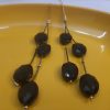 Beaded Faceted Crystal Dangler Long Earrings – Black