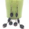 Beaded Faceted Crystal Dangler Long Earrings – Black