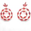 Red Crystal Studded Double Circle Dangler Earrings