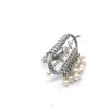 Oxidized Silver Tone Adjustable  Designer Ring with Pearls Cluster