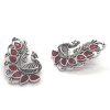 Oxidized Studded Peacock Earrings – Red