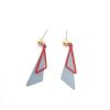 Geometric Triangle Red Blue Hoop Earrings