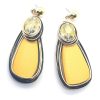 Yellow Western Drop Dangler Earrings With Faceted Crystal