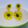 Yellow Floral Earrings Daisy Drop Dangler Polymer Clay Earrings