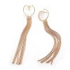 Gold Plated Multichain Circular Pearl Drop Earrings