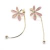 Pink Flower Lac Earrings With Golden Chain