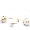 Front and Back Double Pearl Earrings – White and Golden