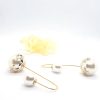 Front and Back Double Pearl Earrings – White and Golden