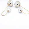 Front and Back Double Pearl Earrings – Silver