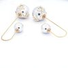 Front and Back Double Pearl Earrings – Silver