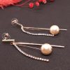 Golden Long Drop Earrings AD Zircon with Pearl