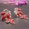 Red Stud Crystal Dangler Earrings