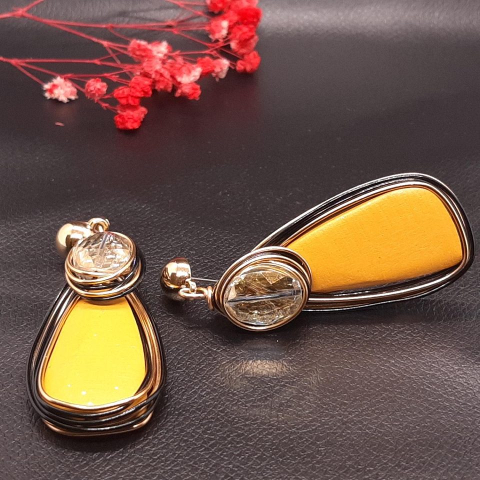 yellow western dangler earrings