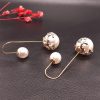 Front and Back Double Pearl Earrings – White and Golden