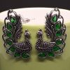 Oxidized Studded Peacock Earrings – Green