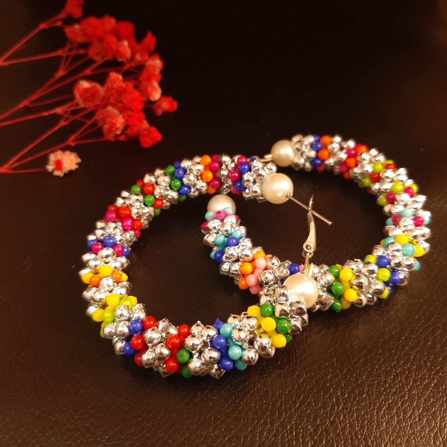 MULTI COLOR GLASS BEADED HOOP EARRINGS #215 – MaryLeigh's Boutique