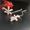 Pink Flower Lac Earrings With Golden Chain