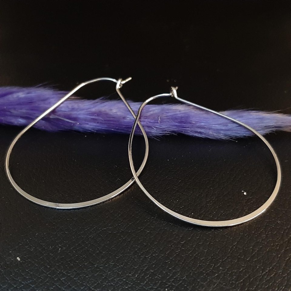 Silver Minimalist Teardrop Hoop Earrings