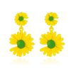 Yellow Floral Earrings Daisy Drop Dangler Polymer Clay Earrings