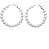 White Pearls Hoop Earrings for Women