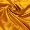 Golden Yellow Banarasi Brocade Satin Silk Cotton Blend Fabric