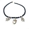 Black Beads and Metal Flowers Anklet