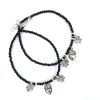 Black Beads and Metal Flowers Anklet