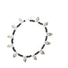 Black Beads Anklet with Leaf Charms