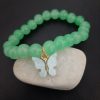 Green Beads Anklet with Butterfly Charm